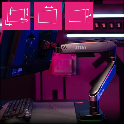 Alternate-Image8 Image for MSI Mounting Arm for Monitor, Display - Matte Black, Painted Gray - Horizontal