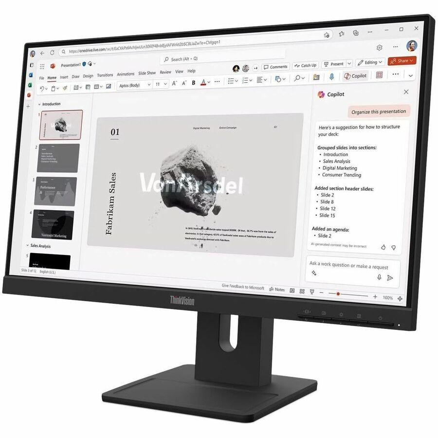 Alternate-Image1 Image for Lenovo ThinkVision E22-40 22" Class Full HD LED Monitor - 16:9 - Raven Black