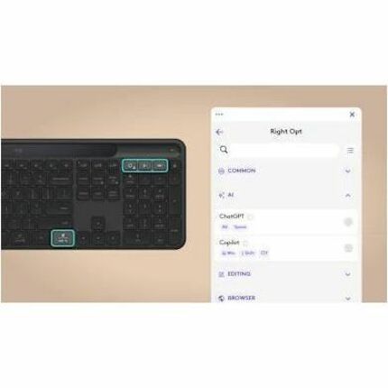 Alternate-Image5 Image for Logitech Signature Slim Solar+ K980 for Business, Wireless Keyboard, Quiet Typing, Secure Receiver, Bluetooth, Windows, Mac - Graphite