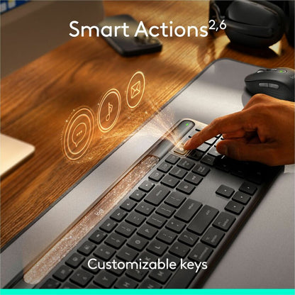 Alternate-Image9 Image for Logitech Signature Slim Solar+ keyboard for Mac, solar and artificial light powered, durable battery that lasts up to 10 years, customizable keys, Bluetooth, Graphite