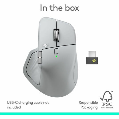 Alternate-Image10 Image for Logitech MX Master 4, Ergonomic Wireless Mouse with Advanced Performance Haptic Feedback, Ultra-Fast Scrolling, USB-C Charging, Bluetooth, Windows, MacOS - pale gray