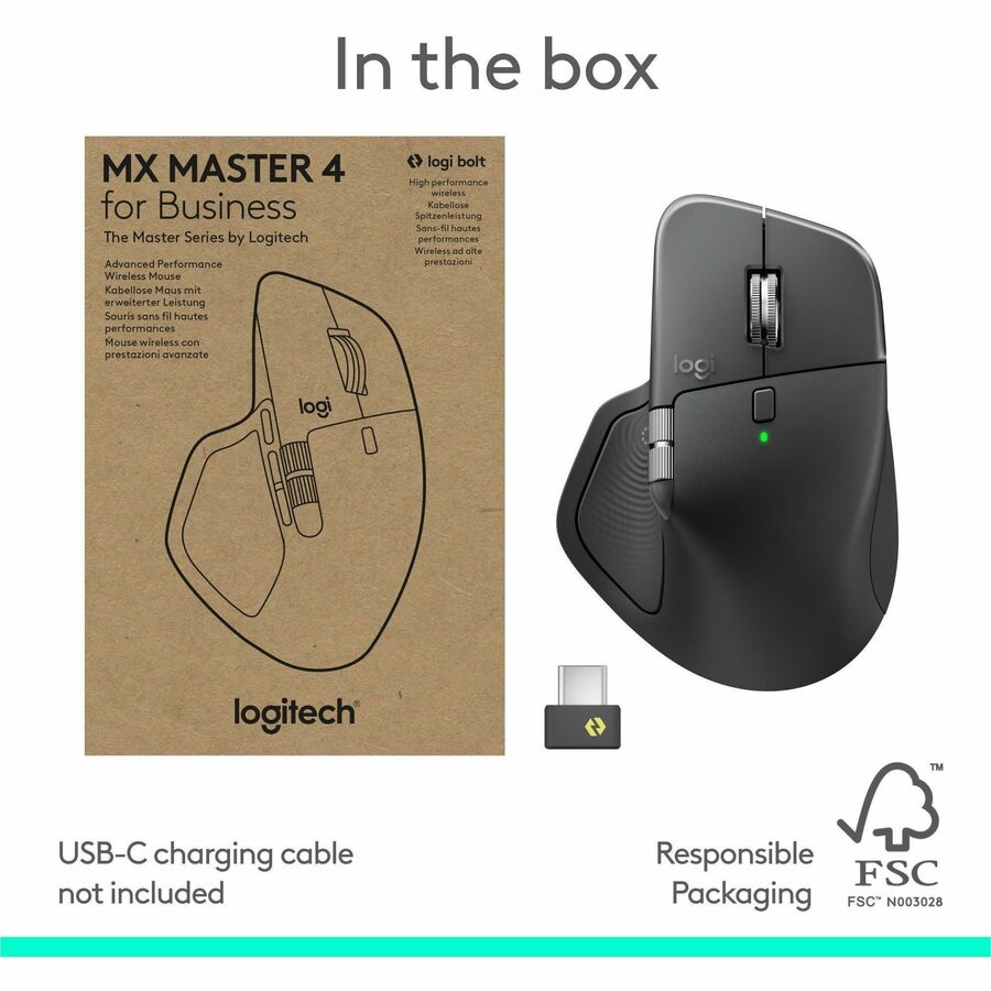 Alternate-Image10 Image for Logitech MX Master 4 for Business, Wireless Mouse with Quiet Clicks, 8K DPI, MagSpeed Scrolling, Logi Bolt Receiver, Graphite