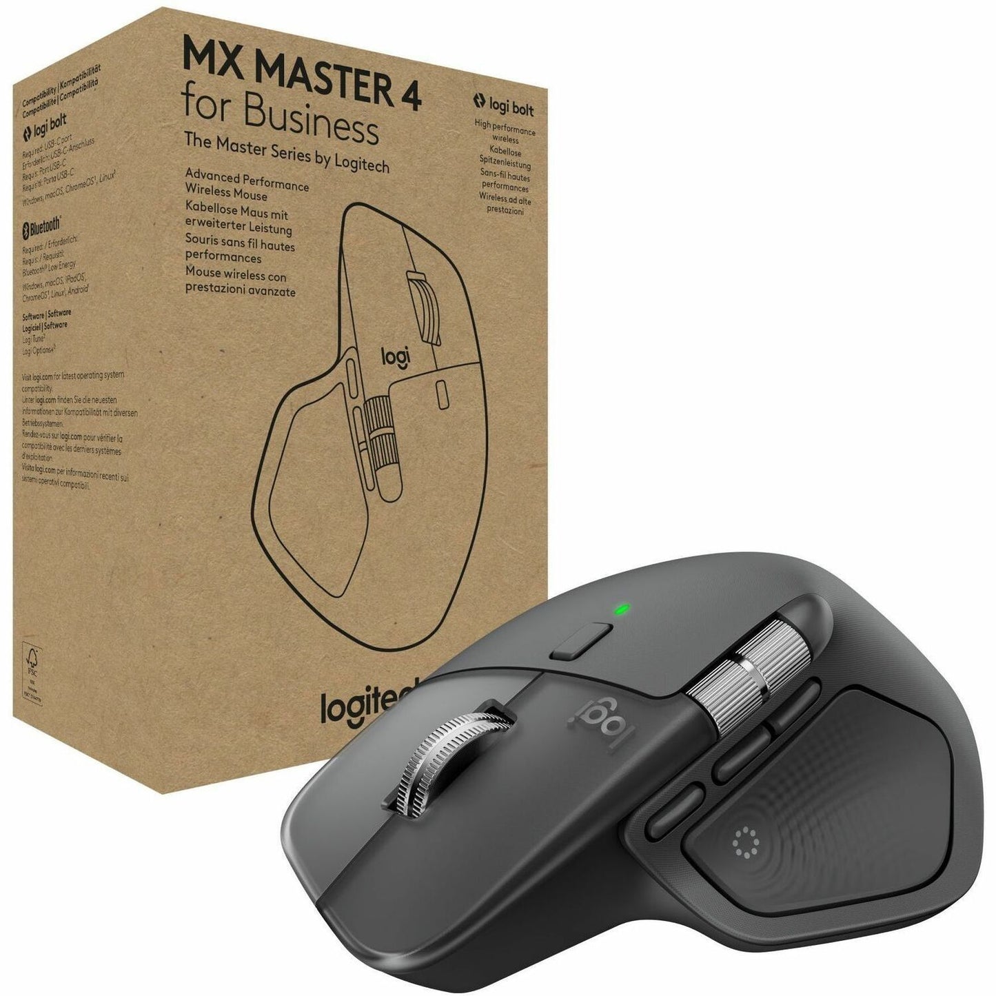 Main Image for Logitech MX Master 4 for Business, Wireless Mouse with Quiet Clicks, 8K DPI, MagSpeed Scrolling, Logi Bolt Receiver, Graphite