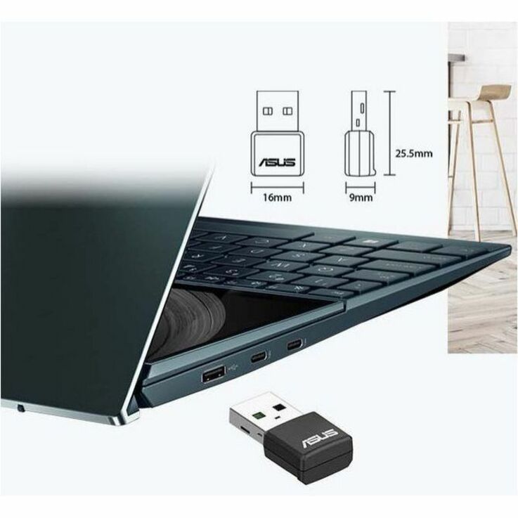 Alternate-Image1 Image for Asus USB-AX57 Nano IEEE 802.11 a/b/g/n/ac/ax Dual Band Wi-Fi Adapter for Desktop Computer, Notebook - TAA compliant