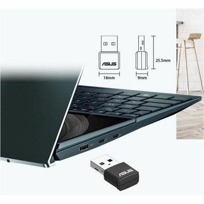 Alternate-Image1 Image for Asus USB-AX57 Nano IEEE 802.11 a/b/g/n/ac/ax Dual Band Wi-Fi Adapter for Desktop Computer, Notebook - TAA compliant