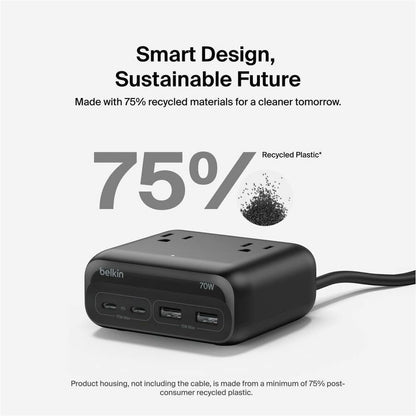 Alternate-Image5 Image for Belkin 3-Outlet Charging Station with 2 USB-A and 2 USB-C Ports 70W