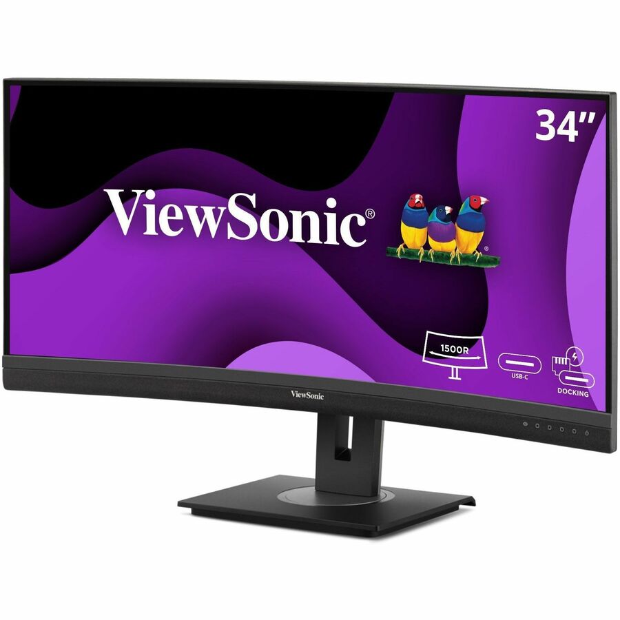 Alternate-Image3 Image for ViewSonic VG3456CA 34 Inch 21:9 Ultrawide QHD 4K Curved Monitor with Ergonomic Design, 100W USB C, Docking Built-In, Gigabit Ethernet RJ45 for Home and Office