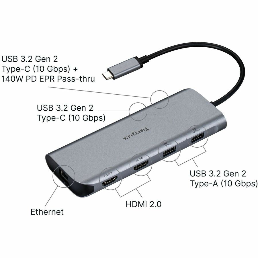 Alternate-Image3 Image for Targus(r) USB-C Alt. Mode Dual HDMI 4K Mobile Dock with 140W EPR Pass-Thru