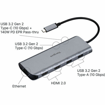 Alternate-Image3 Image for Targus(r) USB-C Alt. Mode Dual HDMI 4K Mobile Dock with 140W EPR Pass-Thru