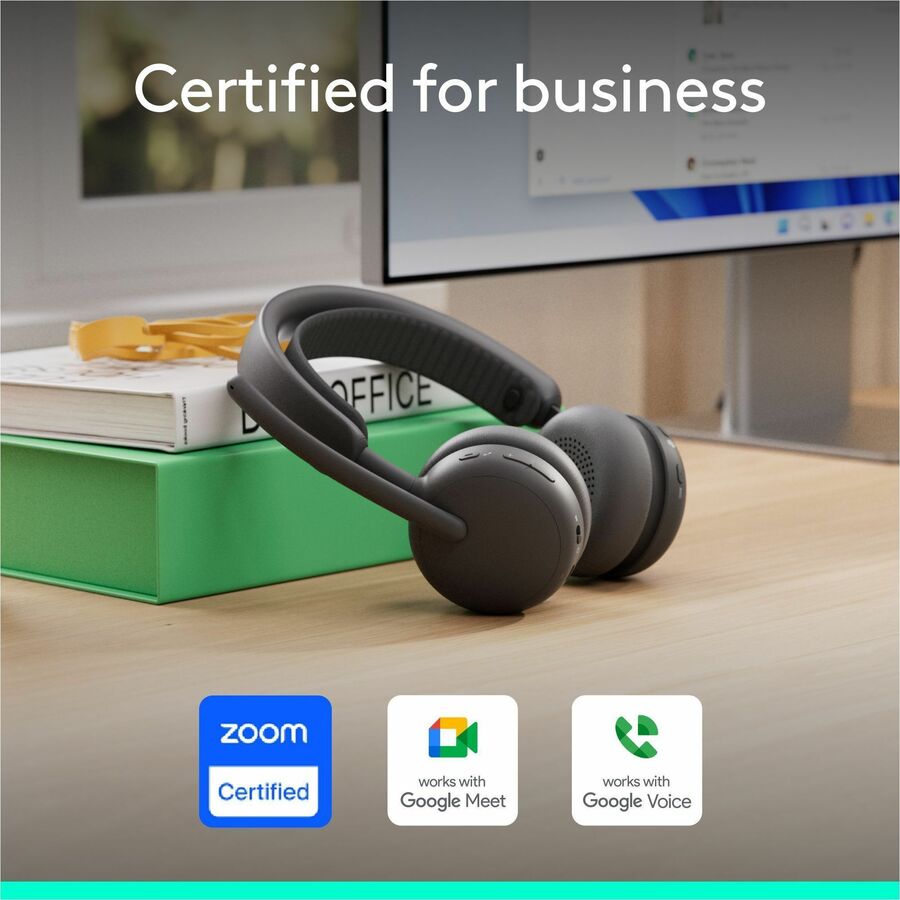 Alternate-Image1 Image for Logitech Zone Wireless 2 ES for Business - Noise-Canceling Wireless Headset with Adaptive Hybrid ANC, Zoom & Google Certified, USB-C & USB-A,Graphite