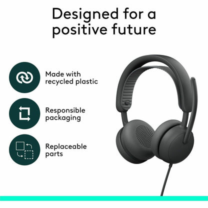 Alternate-Image9 Image for Logitech Zone Wired 2 for Business - Noise-Canceling Headset with Adaptive Hybrid ANC, Zoom & Google Certified, USB-C with USB-A adapter - Graphite