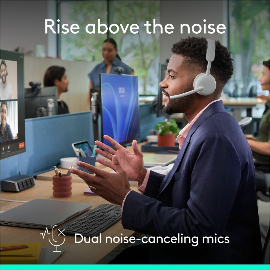 Alternate-Image4 Image for Logitech Zone Wireless 2 ES for Business - Noise-Canceling Wireless Headset with Adaptive Hybrid ANC, Microsoft Teams Certified, USB-C & USB-A, Off-white