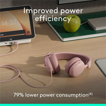 Alternate-Image7 Image for Logitech Zone Wired 2 for Business - Noise-Canceling Headset with Adaptive Hybrid ANC, Microsoft Teams Certified, USB-C with USB-A adapter, Rose