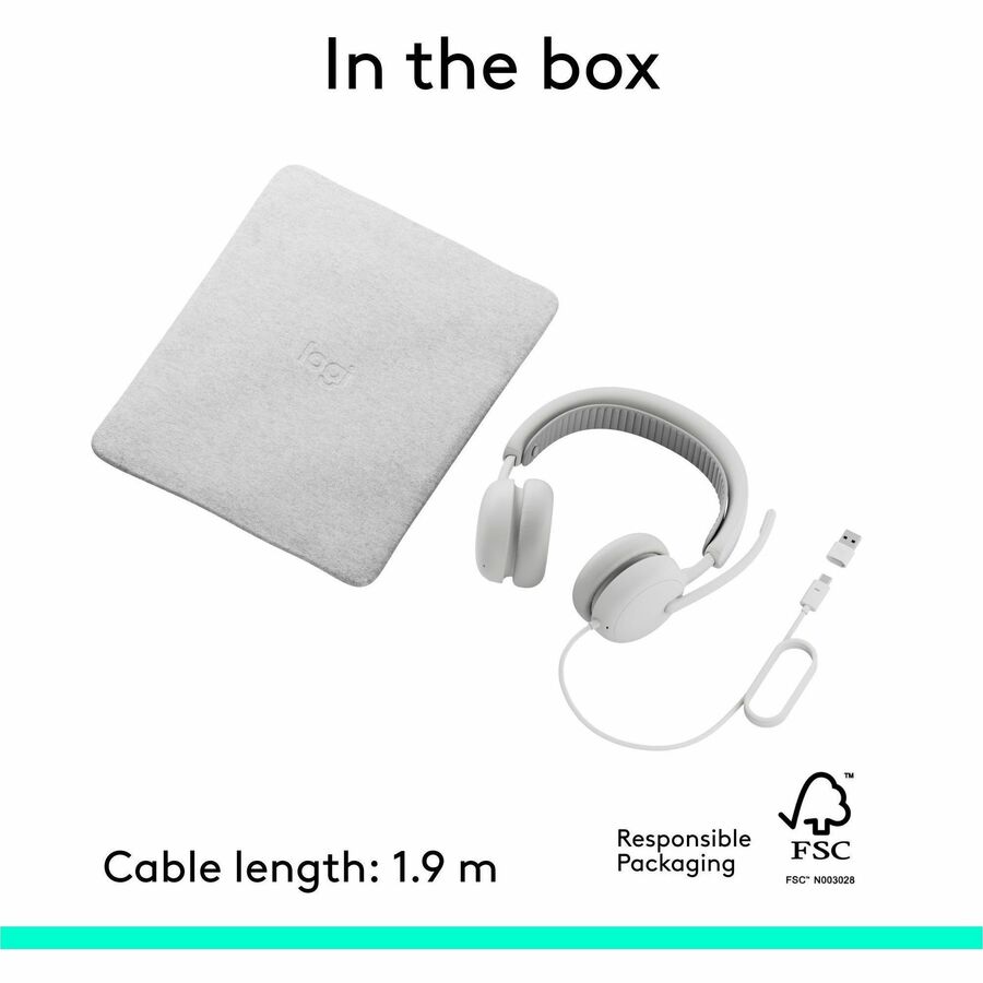 Alternate-Image10 Image for Logitech Zone Wired 2 for Business - Noise-Canceling Headset with Adaptive Hybrid ANC, Microsoft Teams Certified, USB-C with USB-A adapter, Off-white