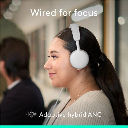 Alternate-Image2 Image for Logitech Zone Wired 2 for Business - Noise-Canceling Headset with Adaptive Hybrid ANC, Microsoft Teams Certified, USB-C with USB-A adapter, Off-white