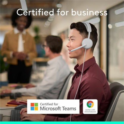 Alternate-Image1 Image for Logitech Zone Wired 2 for Business - Noise-Canceling Headset with Adaptive Hybrid ANC, Microsoft Teams Certified, USB-C with USB-A adapter, Off-white