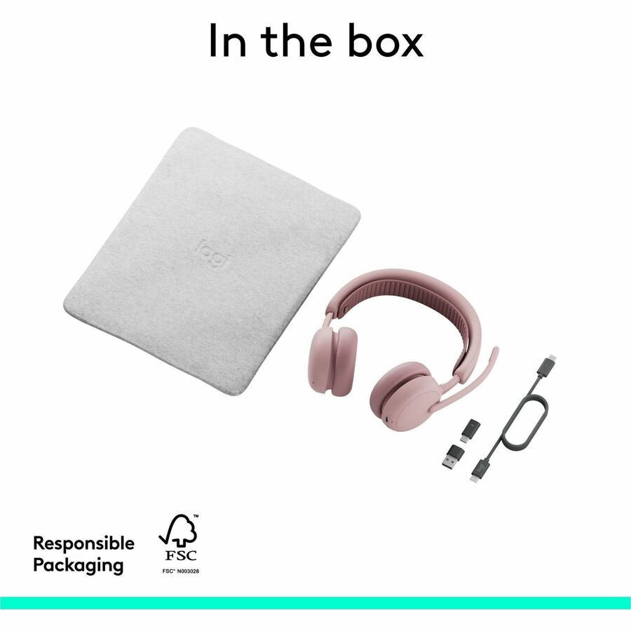 Alternate-Image10 Image for Logitech Zone Wireless 2 ES for Business - Noise-Canceling Wireless Headset with Adaptive Hybrid ANC, Microsoft Teams Certified, USB-C & USB-A, Rose