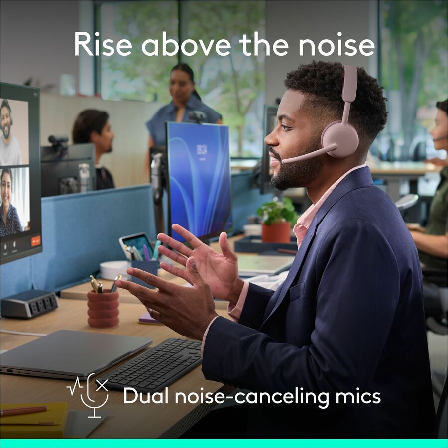 Alternate-Image4 Image for Logitech Zone Wireless 2 ES for Business - Noise-Canceling Wireless Headset with Adaptive Hybrid ANC, Microsoft Teams Certified, USB-C & USB-A, Rose