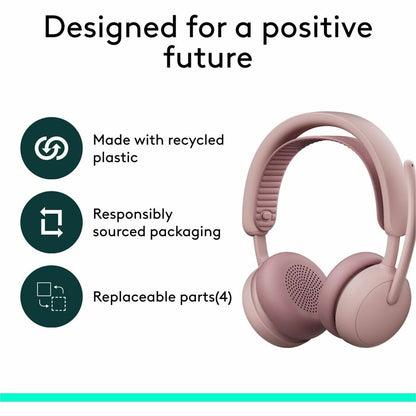 Alternate-Image9 Image for Logitech Zone Wireless 2 ES for Business - Noise-Canceling Wireless Headset with Adaptive Hybrid ANC, Microsoft Teams Certified, USB-C & USB-A, Rose