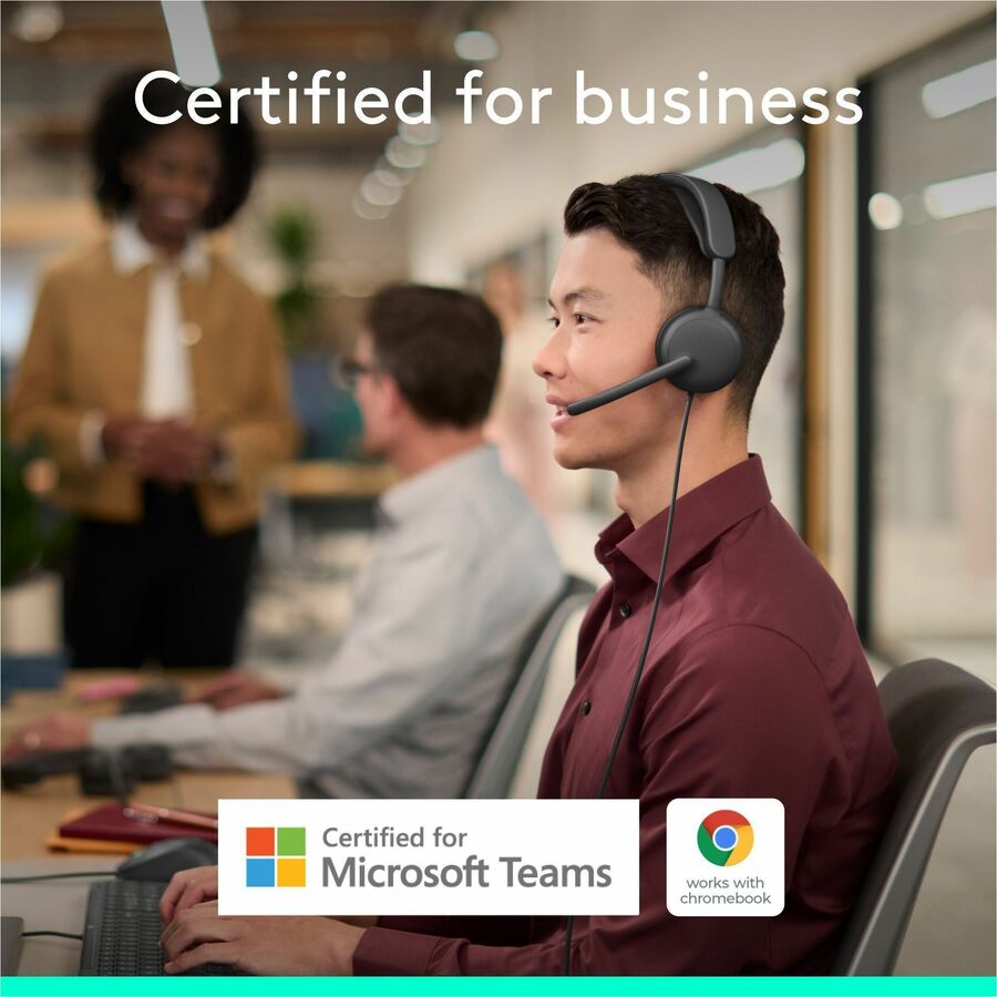 Alternate-Image1 Image for Logitech Zone Wired 2 for Business - Noise-Canceling Headset with Adaptive Hybrid ANC, Microsoft Teams Certified, USB-C with USB-A adapter, Graphite