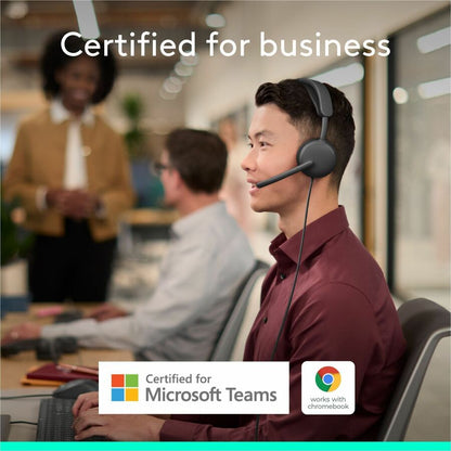 Alternate-Image1 Image for Logitech Zone Wired 2 for Business - Noise-Canceling Headset with Adaptive Hybrid ANC, Microsoft Teams Certified, USB-C with USB-A adapter, Graphite