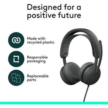 Alternate-Image9 Image for Logitech Zone Wired 2 for Business - Noise-Canceling Headset with Adaptive Hybrid ANC, Microsoft Teams Certified, USB-C with USB-A adapter, Graphite
