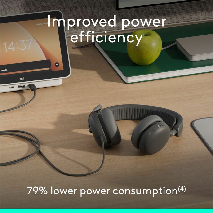 Alternate-Image7 Image for Logitech Zone Wired 2 for Business - Noise-Canceling Headset with Adaptive Hybrid ANC, Microsoft Teams Certified, USB-C with USB-A adapter, Graphite
