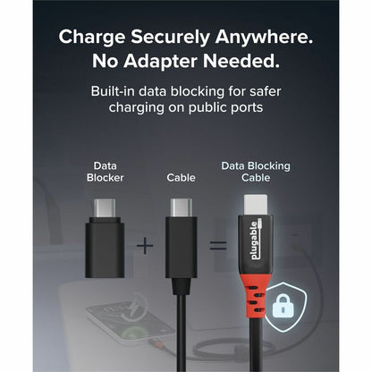 Alternate-Image5 Image for Plugable USB C to USB C Cable, Data Blocker Charge Only Cable (1m/3.3ft): 240W Safe Fast Charging