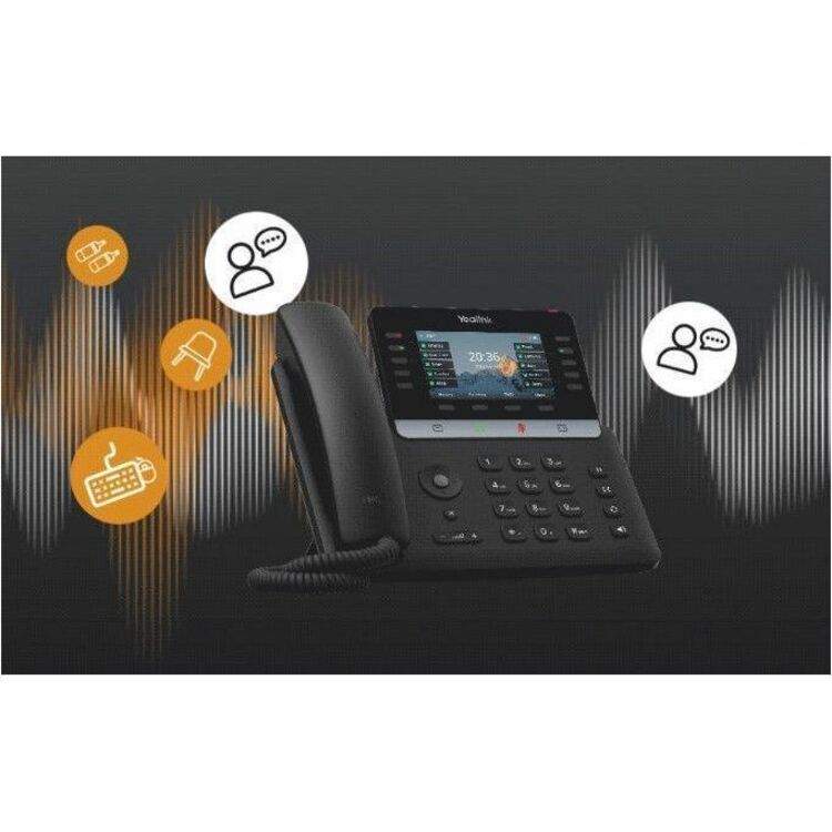 Alternate-Image3 Image for Yealink T74W IP Phone - Corded - Corded/Cordless - Bluetooth, Wi-Fi - 10 Multiple Conferencing - Wall Mountable - Black