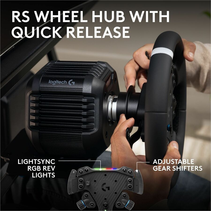Alternate-Image4 Image for Logitech G RS50 System, 3-Piece Sim Racing Steering Wheel Setup - RS50 Wheel base with 8 Nm Direct Drive, RS Wheel Hub with 13 Buttons and RS Round Wheel 11-inch - For PS5/PS4/PC