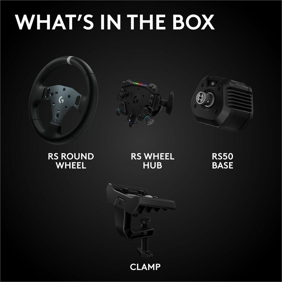 Alternate-Image7 Image for Logitech G RS50 System, 3-Piece Sim Racing Steering Wheel Setup - RS50 Wheel base with 8 Nm Direct Drive, RS Wheel Hub with 13 Buttons and RS Round Wheel 11-inch - For PS5/PS4/PC