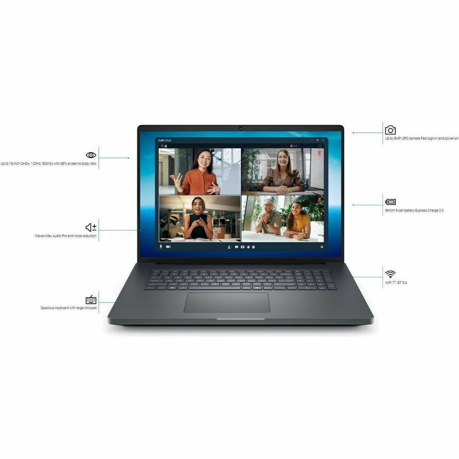 Alternate-Image7 Image for Dell Pro Max Plus MB18250 18" Mobile Workstation - QHD+ - 120 Hz - Intel Core Ultra 9 285HX - vPro Technology - 64 GB - 1 TB SSD - English (US) Keyboard - Magnetite