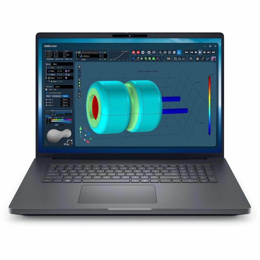 Front Image for Dell Pro Max Plus MB18250 18" Mobile Workstation - QHD+ - 120 Hz - Intel Core Ultra 7 265HX - vPro Technology - 32 GB - 512 GB SSD - English (US) Keyboard - Magnetite