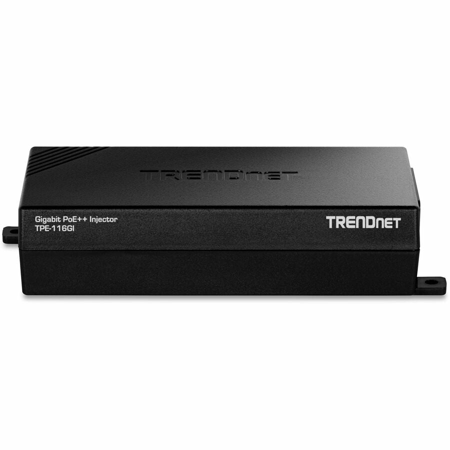Alternate-Image2 Image for TRENDnet Gigabit PoE++ Injector, TPE-116GI, Supplies PoE (15.4W), PoE+ (30W), or PoE++ (60W), Network A PoE Device Up to 100m(328 ft), NDAA & TAA Compliant, Plug & Play, Black