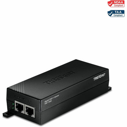 Main Image for TRENDnet Gigabit PoE++ Injector, TPE-116GI, Supplies PoE (15.4W), PoE+ (30W), or PoE++ (60W), Network A PoE Device Up to 100m(328 ft), NDAA & TAA Compliant, Plug & Play, Black
