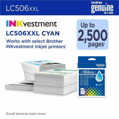 Alternate-Image3 Image for Brother Genuine LC506XXLC Super High Yield Cyan Ink Cartridge
