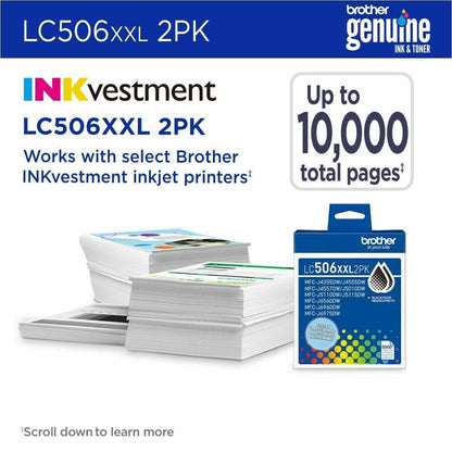 Alternate-Image3 Image for Brother Genuine LC506XXL 2PK Twin Pack of Super High Yield Black Ink Cartridges