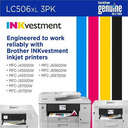 Alternate-Image4 Image for Brother Genuine LC506XL 3PK 3 Pack of High Yield Cyan, Magenta, and Yellow Ink Cartridges