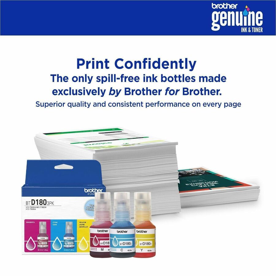 Alternate-Image2 Image for Brother Genuine BTD1803PK 3-Pack High Yield Cyan, Magenta, and Yellow Ink Bottles
