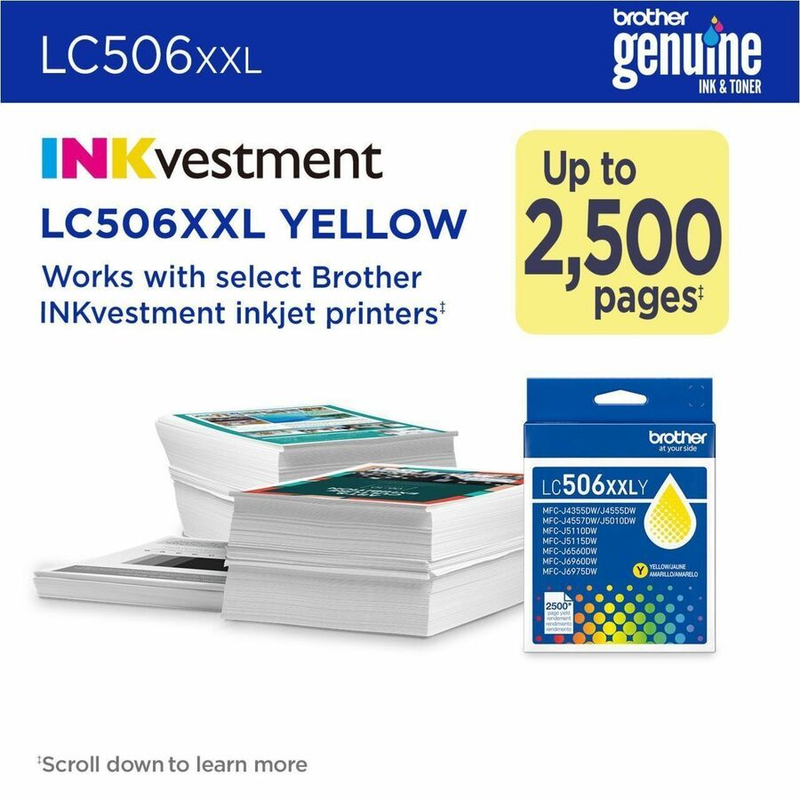 Alternate-Image3 Image for Brother Genuine LC506XXLY Super High Yield Yellow Ink Cartridge