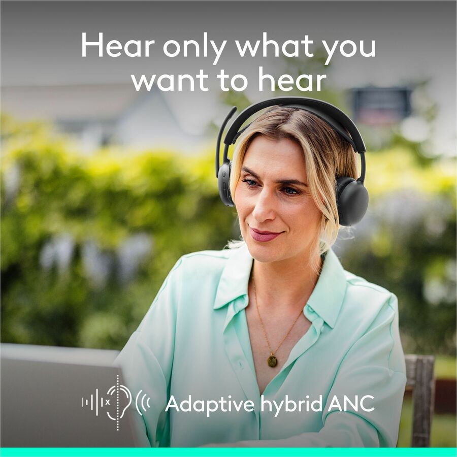 Alternate-Image1 Image for Logitech Zone Wireless 2 ES - Noise-Canceling Wireless Headset with Adaptive Hybrid ANC, Bluetooth, Graphite