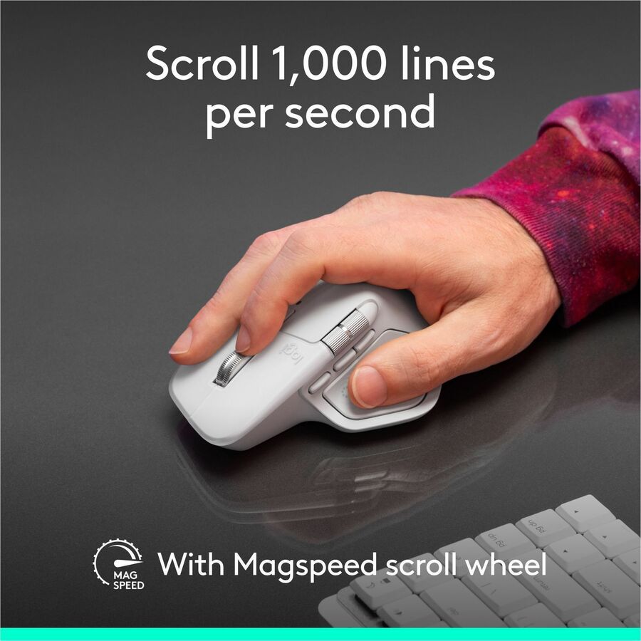 Alternate-Image3 Image for Logitech MX Master 4 for Mac, Ergonomic Bluetooth Mouse with Advanced Performance Haptic Feedback, Ultra-Fast Scrolling, USB-C Charging, MacOS, iPadOS, Windows - white silver