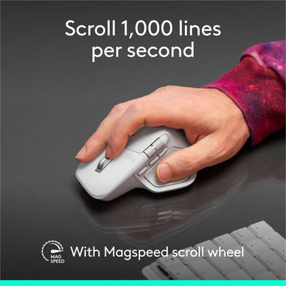Alternate-Image3 Image for Logitech MX Master 4 for Mac, Ergonomic Bluetooth Mouse with Advanced Performance Haptic Feedback, Ultra-Fast Scrolling, USB-C Charging, MacOS, iPadOS, Windows - white silver