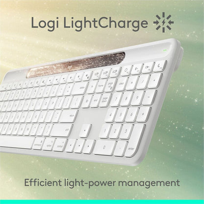 Alternate-Image2 Image for Logitech Signature Slim Solar+ keyboard for Mac, solar and artificial light powered, durable battery that lasts up to 10 years, customizable keys, Bluetooth, White
