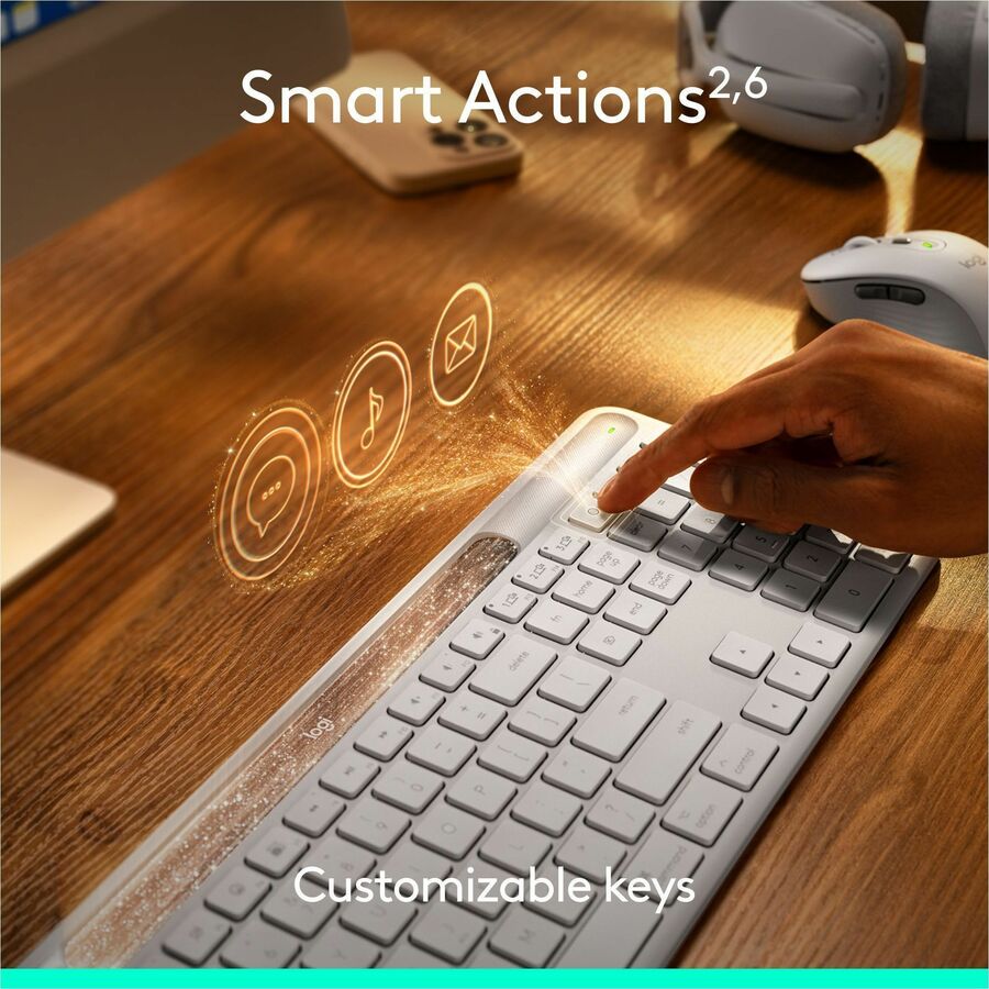 Alternate-Image9 Image for Logitech Signature Slim Solar+ keyboard for Mac, solar and artificial light powered, durable battery that lasts up to 10 years, customizable keys, Bluetooth, White
