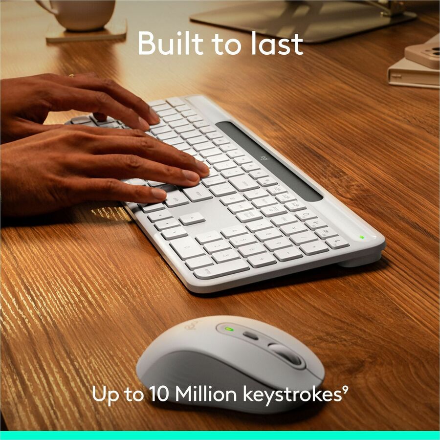 Alternate-Image4 Image for Logitech Signature Slim Solar+ keyboard for Mac, solar and artificial light powered, durable battery that lasts up to 10 years, customizable keys, Bluetooth, White