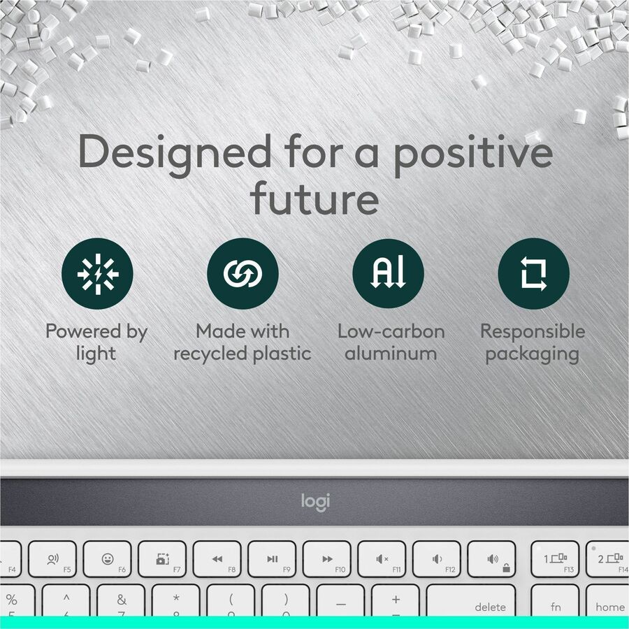 Alternate-Image5 Image for Logitech Signature Slim Solar+ keyboard for Mac, solar and artificial light powered, durable battery that lasts up to 10 years, customizable keys, Bluetooth, White