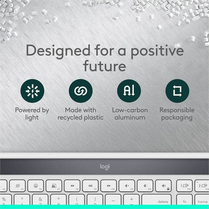 Alternate-Image5 Image for Logitech Signature Slim Solar+ keyboard for Mac, solar and artificial light powered, durable battery that lasts up to 10 years, customizable keys, Bluetooth, White