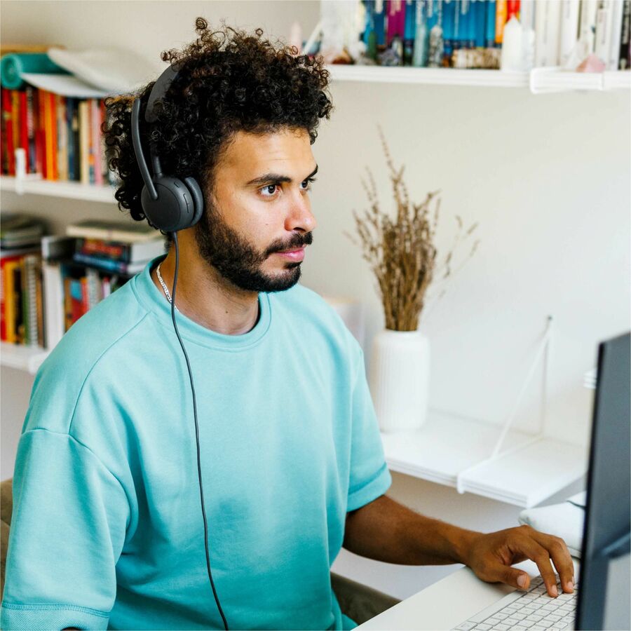 Life-Style Image for Logitech Zone Wired 2 - Noise-Canceling Headset with Adaptive Hybrid ANC, USB-C with USB-A adapter, Graphite