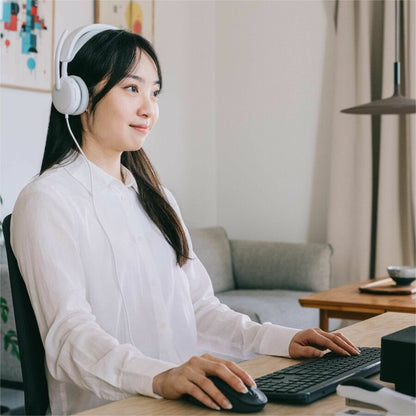 Life-Style Image for Logitech Zone Wired 2 - Noise-Canceling Headset with Adaptive Hybrid ANC, USB-C with USB-A adapter, Offwhite